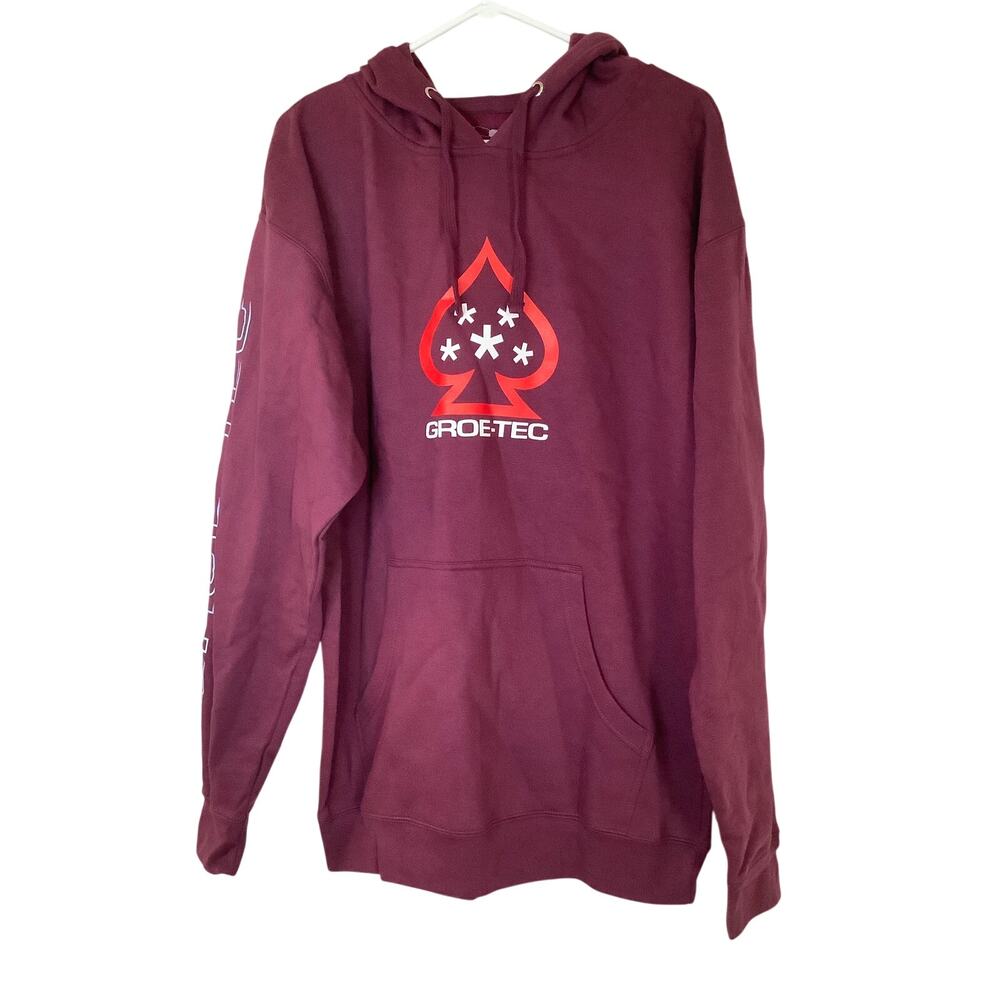 Stingwater Mens L Maroon GROE-TEC Graphic Pullover Hoodie Streetwear Skate U8-10